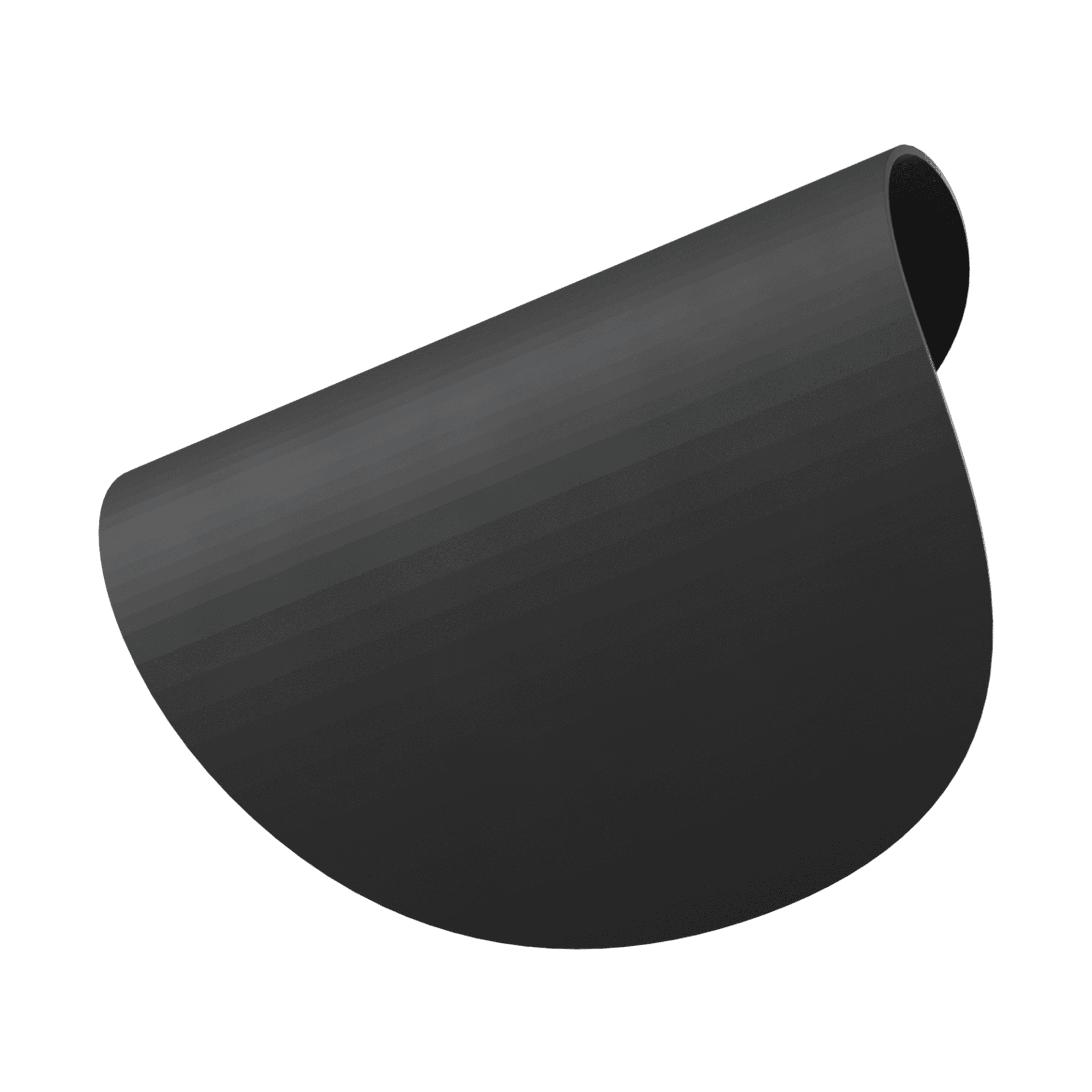 Curved Shell Wall Light in black, a half-disc metal shell rolled at one edge, seen from below