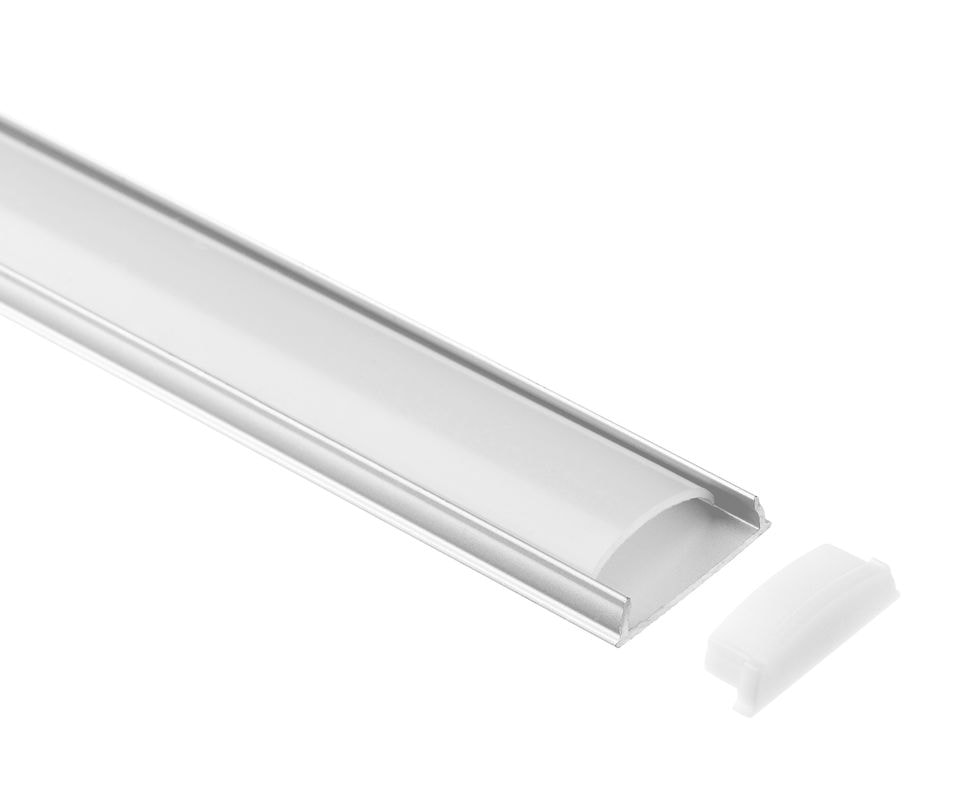 18 x 6 mm surface-mounted aluminum profile with cover and end cap