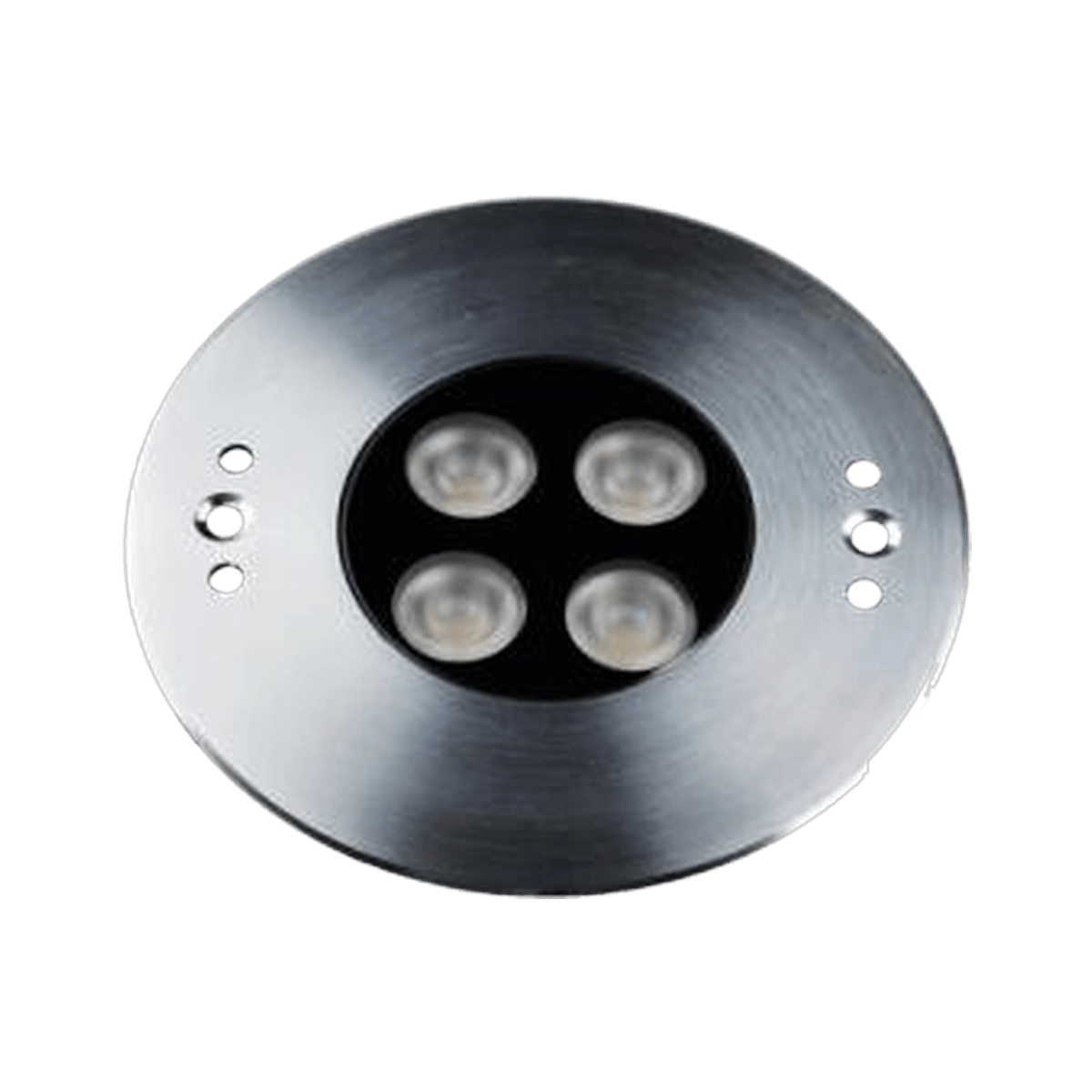 Recessed Underwater Light, 116mm size, a round stainless steel face with four lenses