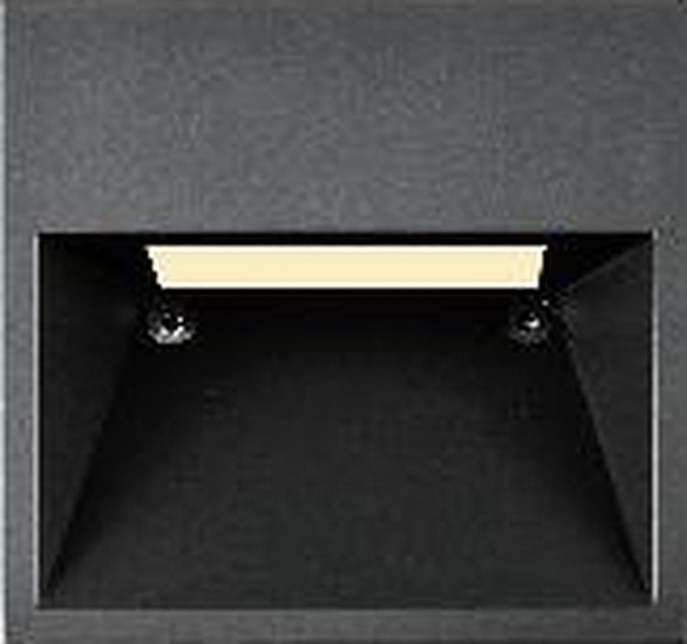 Outdoor Square Step Light, a black square face with a deep hood and the light source tucked up inside it