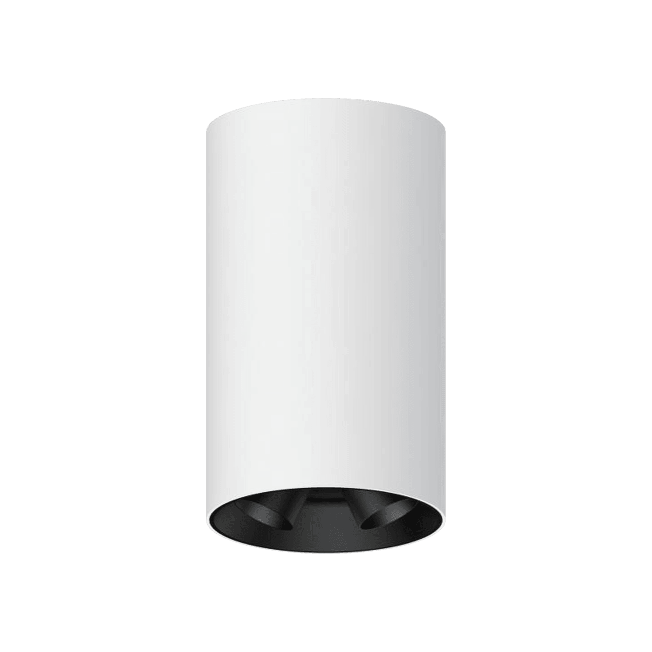 3 Inch Surface Mounted Round Adjustable Twin Mini Spotlight, white cylinder body with two small black heads, seen from below at an angle
