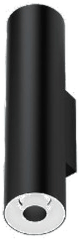 Round H325 Low Glare Wall Sconce, tall black cylinder body with a white face and small dark aperture, seen from below at an angle