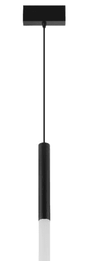 Acrylic Drop Pendant - Slim Track, black tube pendant with lit acrylic tip for nuordic slim magnetic track