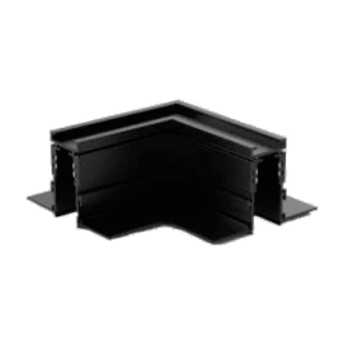 Black flat 90 degree corner for 19mm recessed magnetic track