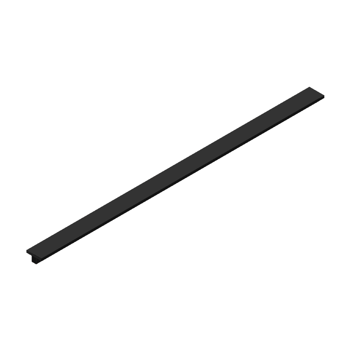 Illustration of a black blank cover strip for 19mm recessed magnetic track