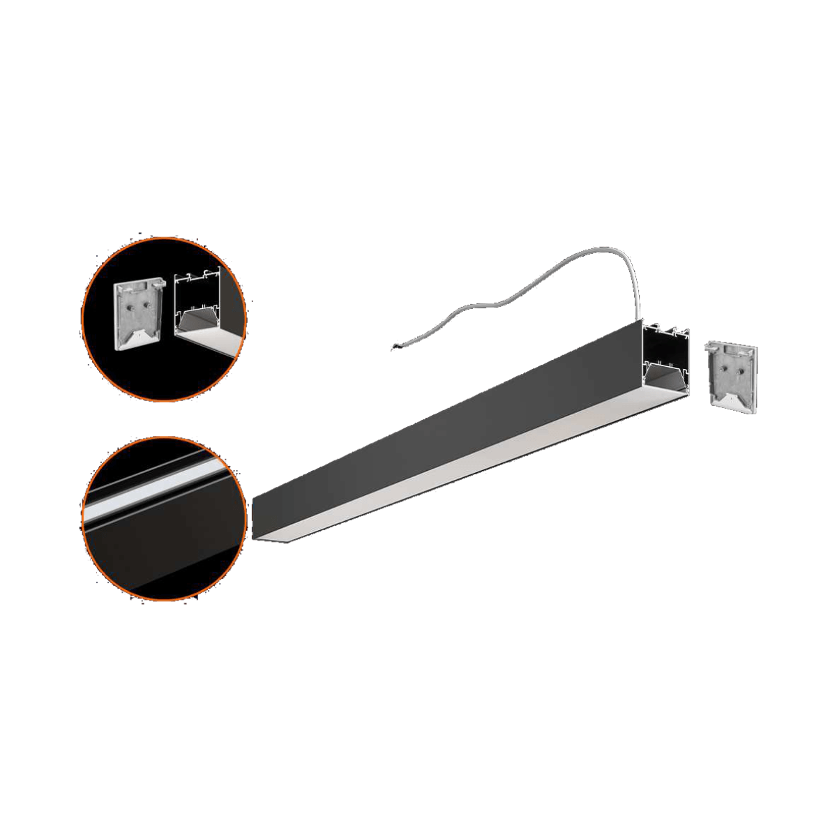 Slem 2.2, 2.2 inch wide linear light, 4 ft linkable segment with feed and end caps