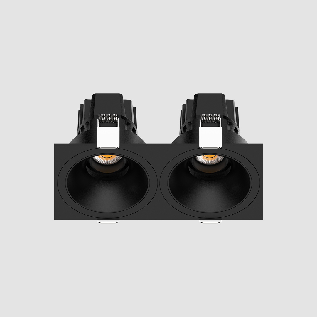 3 Inch Recessed Round Adjustable Double Downlights - Black