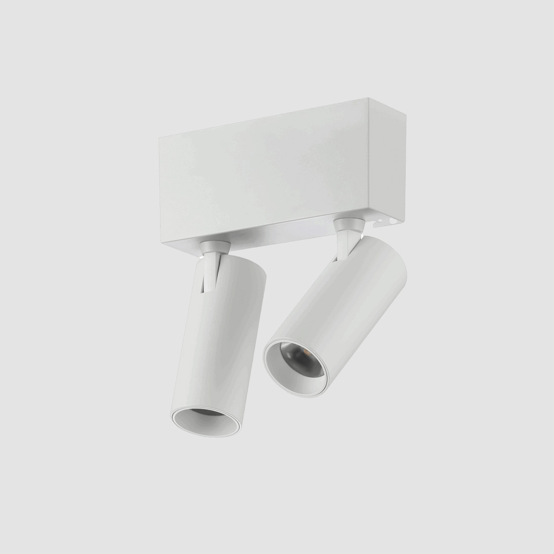 Twin Round Spot Light - Slim Track - White