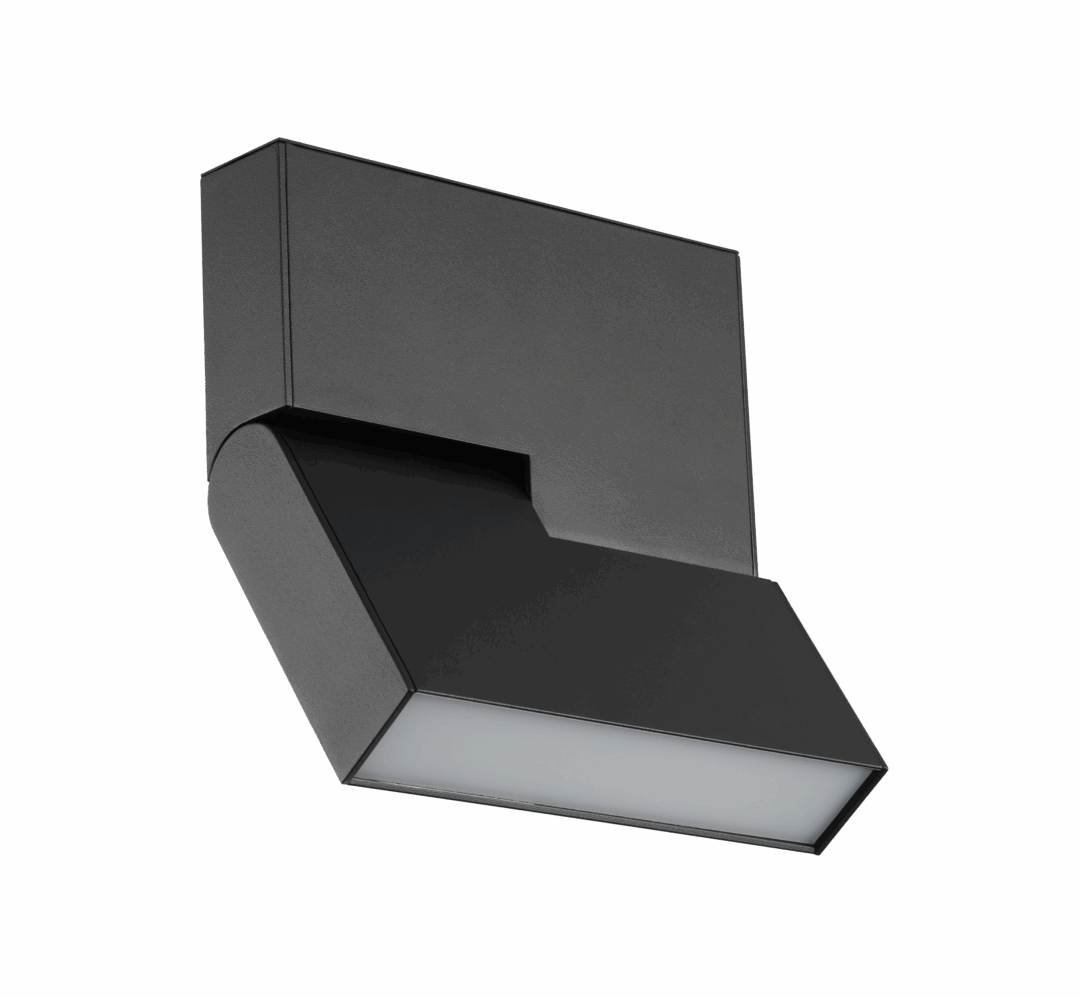 rectangular led wall light with angled downward diffuser