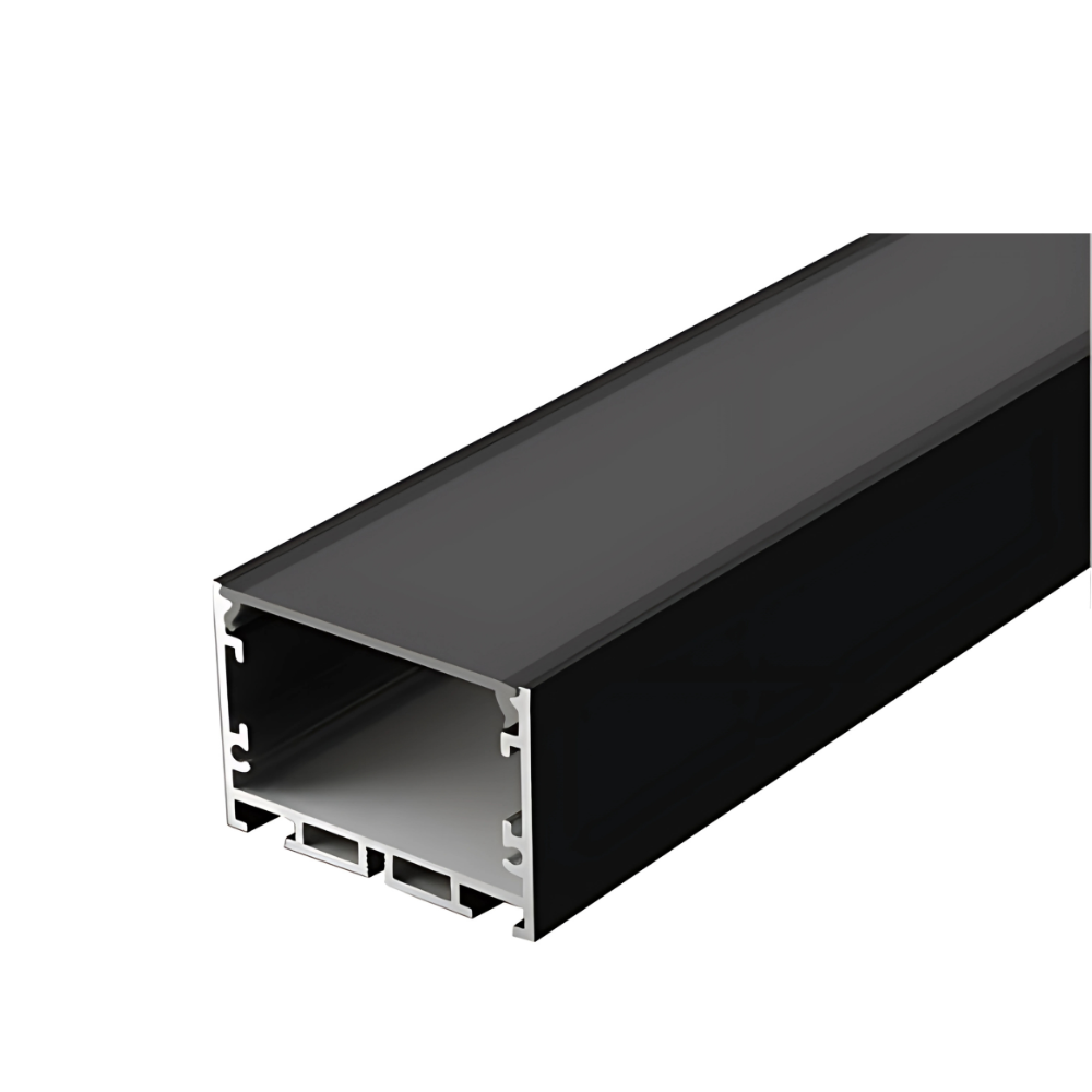 Black aluminum LED profile channel for linear lighting installation