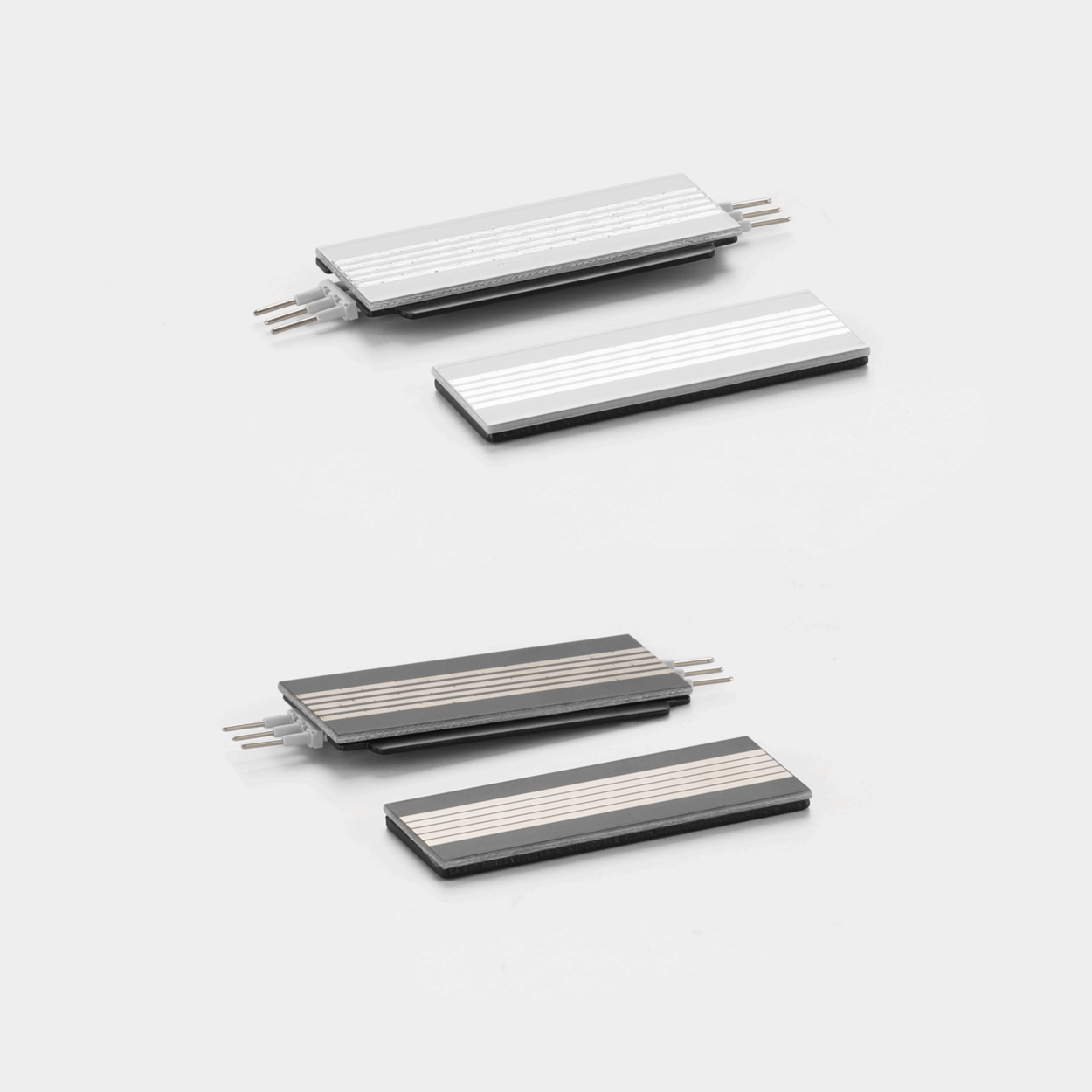 Linear LED light module with connector pins
