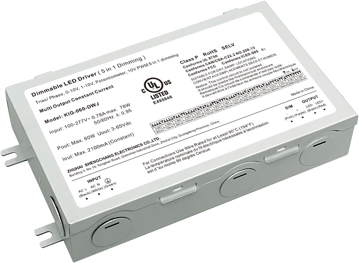 36V 5-in-1 Dimmable Driver Constant Current UL - Metal
